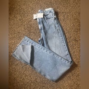 NWT Zara slim flare high rise full length split comfort jeans